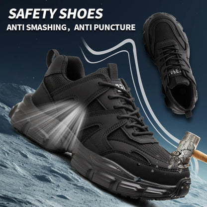 Work Sneakers Steel Toe Shoes Men Safety Shoes Puncture-Proof Work Shoes Boots Fashion Indestructible Footwear Security