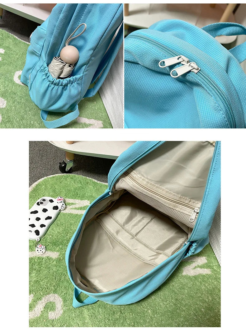 Sweet soft girl solid color large capacity student backpack new style for men and women college students simple trendy