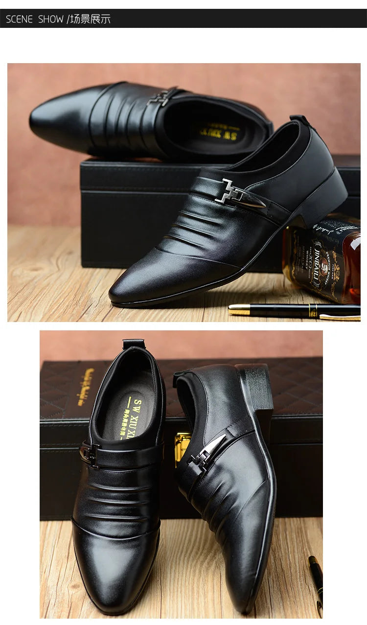 Classic White Men Dress Shoes 2024 Casual Business Leather Shoes for Men Point Toe Wedding Formal Shoes Men Size 46