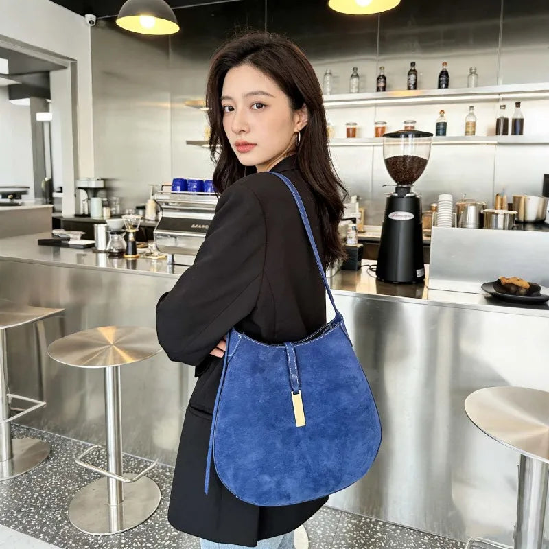 New Suede Vintage Women Shoulder Bag Luxury Women Bags Ladies Large Capacity Tote Underarm Bag Large Capacity Tote Bag