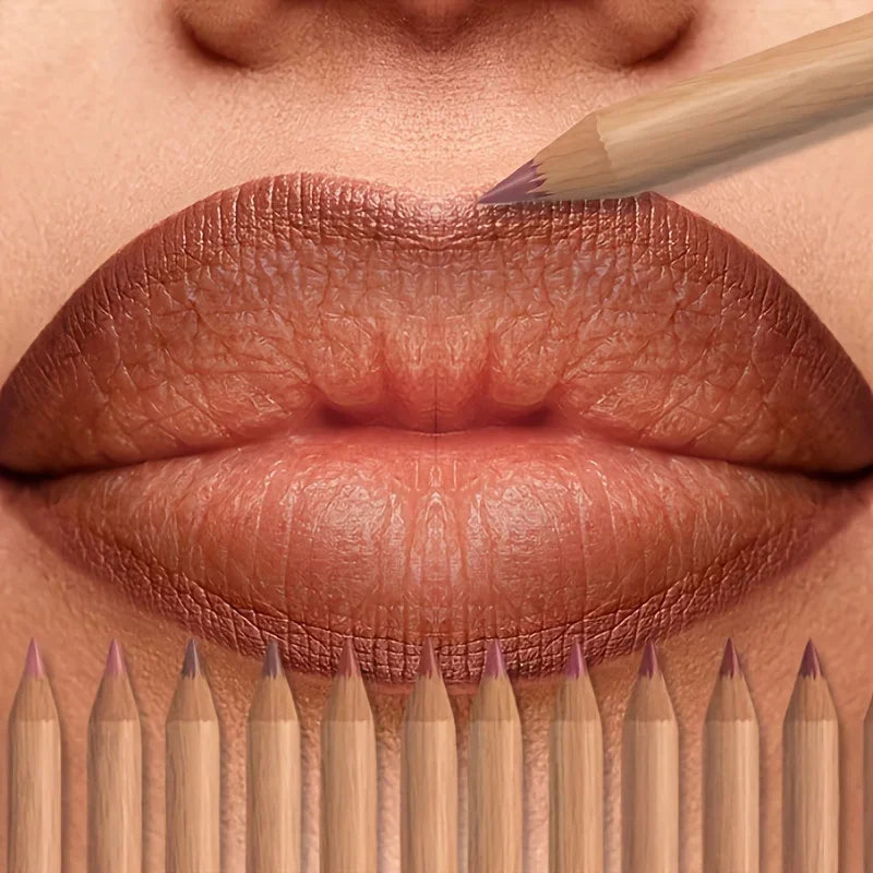 6pcs Set Nude Lip Liner Set,Long-Lasting Waterproof Velvet Matte Lip Pencil, Lip Makeup Berry, Brown, Pink