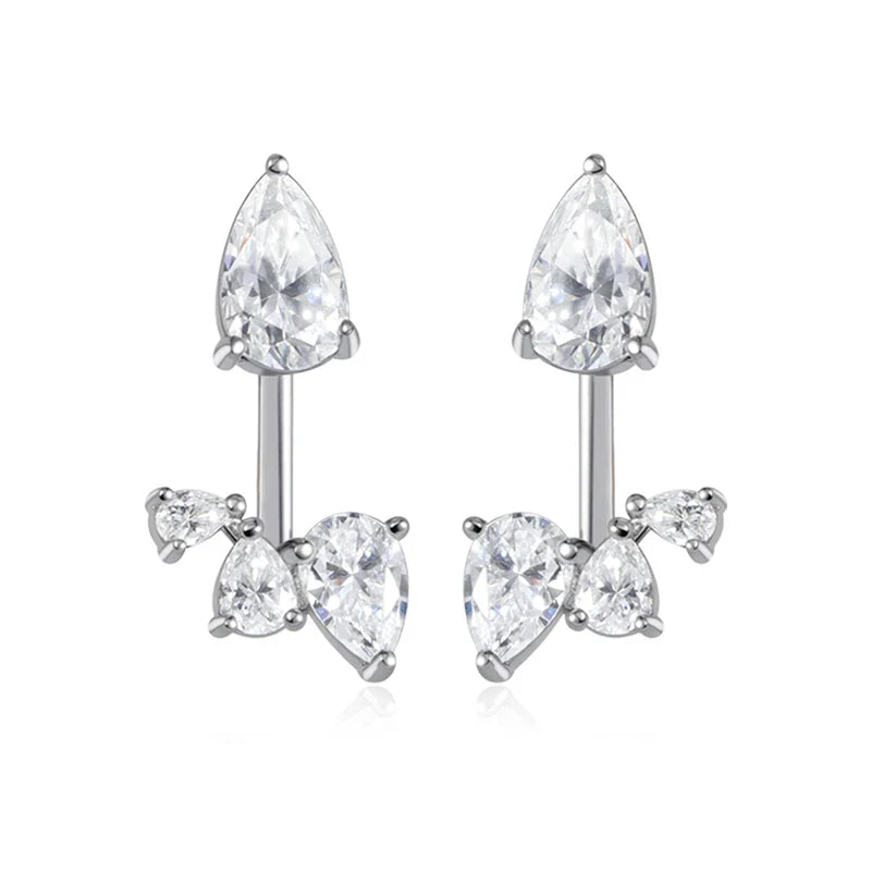 18k Plated Pear Cut 100% All Moissanite Stud Earrings for Women Girls Water Drop Luxury Ear Jewelry 925 Sterling Silver