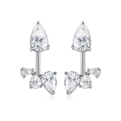 18k Plated Pear Cut 100% All Moissanite Stud Earrings for Women Girls Water Drop Luxury Ear Jewelry 925 Sterling Silver