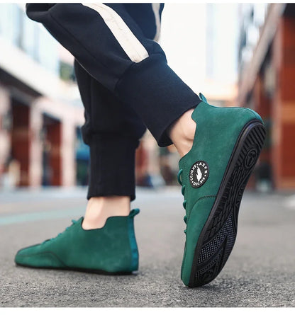Men's Loafers Lightweight Driving Casual Thin Bottom Flats Shoes Soft Sole Comfortable Non Slip Lace-up Walking Shoes Men
