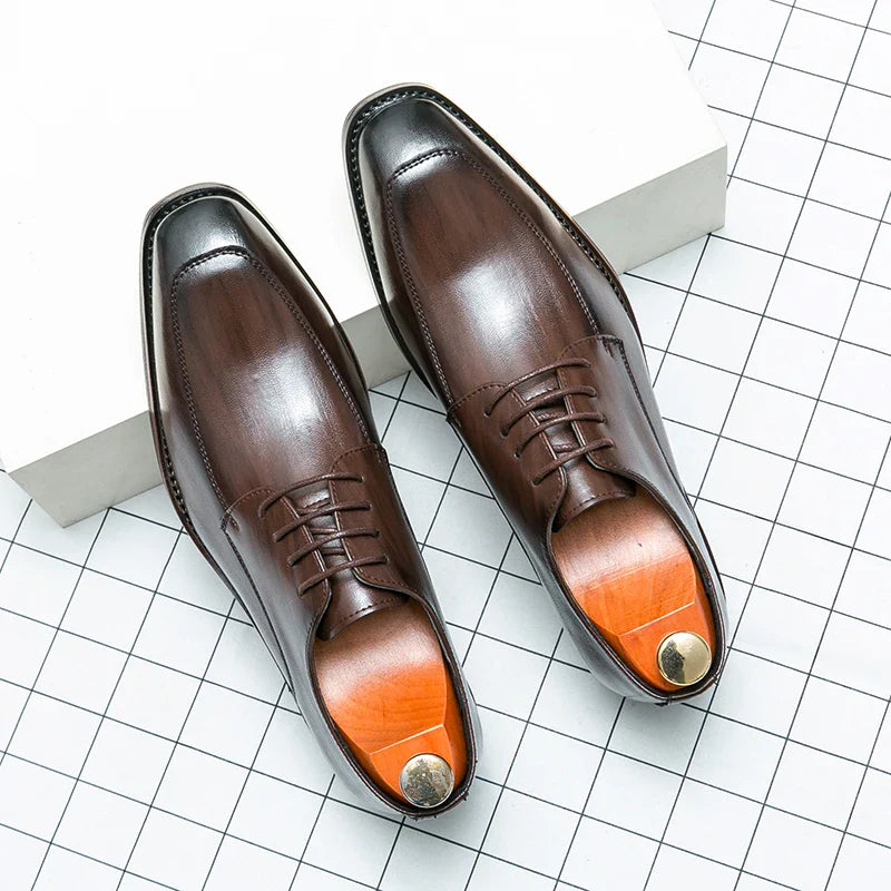 Men's Casual Oxford Shoes men Black Dress Wedding Shoes Luxury Pointed Toe Office Fashion Derby Shoes Business Leather Shoes