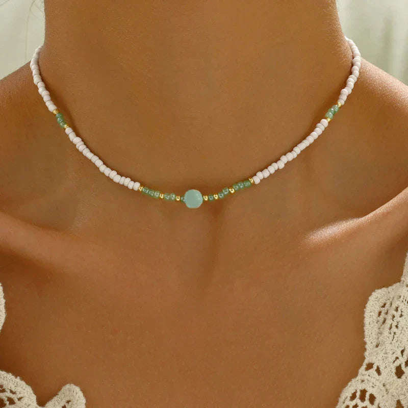 Vintage Bohemian Style Woven Rice Beads Beaded Necklace Women's Fashion Simple Design Holiday Party Accessories Gift