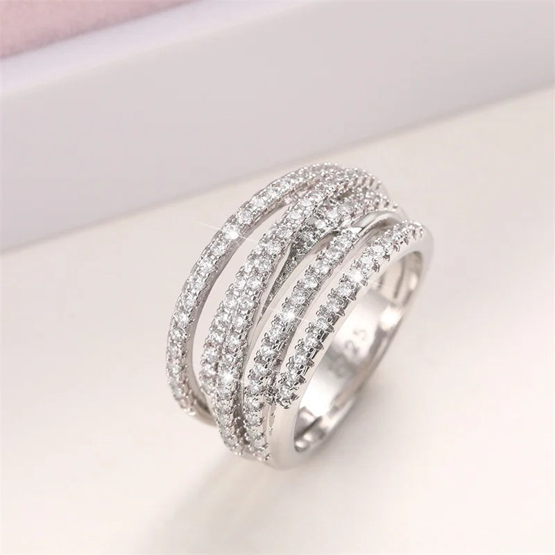 Luxury Cross Design Rings Full Paved CZ Stone Modern Fashion Sparkling Women's Rings Wedding Bands Jewelry Drop Shipping