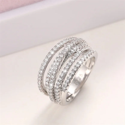 Luxury Cross Design Rings Full Paved CZ Stone Modern Fashion Sparkling Women's Rings Wedding Bands Jewelry Drop Shipping