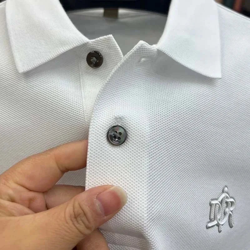 Designer brand 100%cotton short sleeve polo shirt summer trend letter embossed lapel top casual golf T-shirt business men's wear