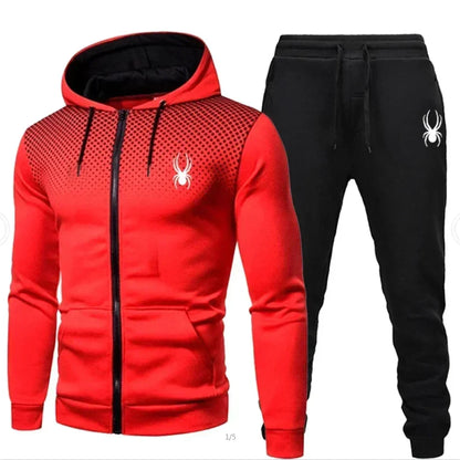 2026 New Spring Autumn Men's Long Sleeve Hoodie; Pants Two-piece Set Fashion Outdoor Running Sports Suit