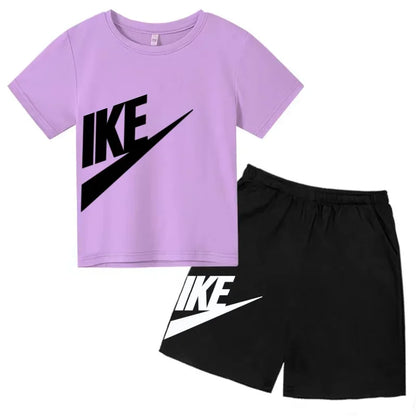 Kids Summer Short Sleeve T-shirt Shorts 2Pcs Set Boy Girl Casual Sport Jogging Suit Toddler 3-12Y