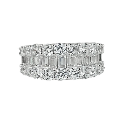 Wide T-shaped diamond ring for women, cool style 925 silver index finger ring, niche design, light luxury daily layering