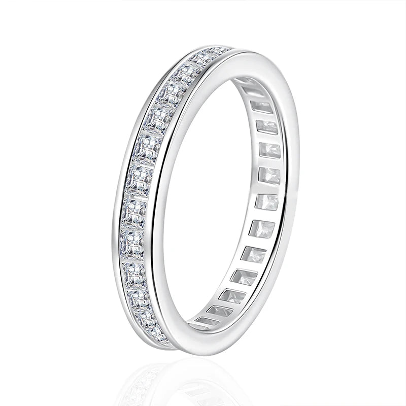 Full Princess Cut Moissanite Ring for Women 925 Sterling Silver Lab Diamond Engagement Wedding Rings Fine Jewelry Bands