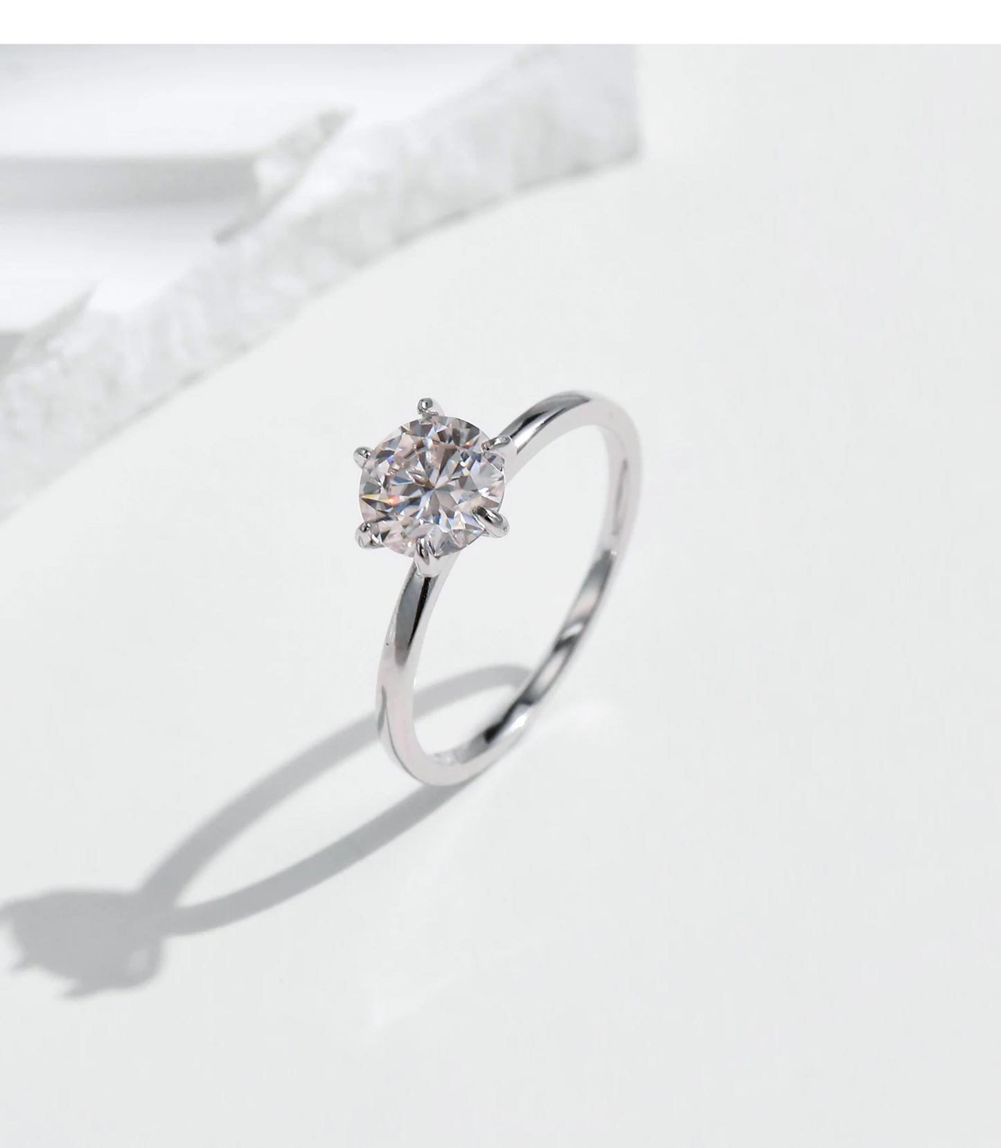 1CT Moissanite Lab Diamond Ring For Women 925 Sterling Silver Wedding Engagement Platinum Plated Fine Jewelry