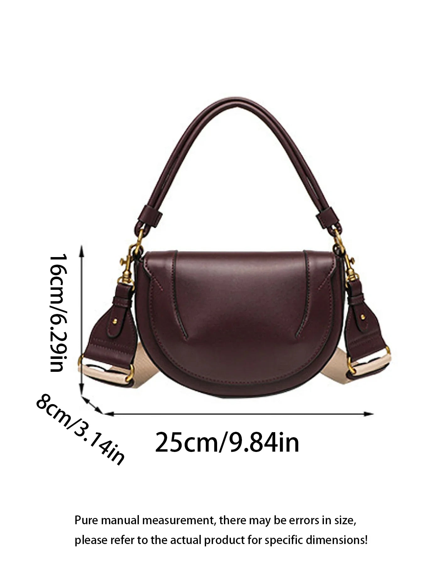 Fashionable and casual hand-held saddle bag, versatile for commuting, single shoulder crossbody bag