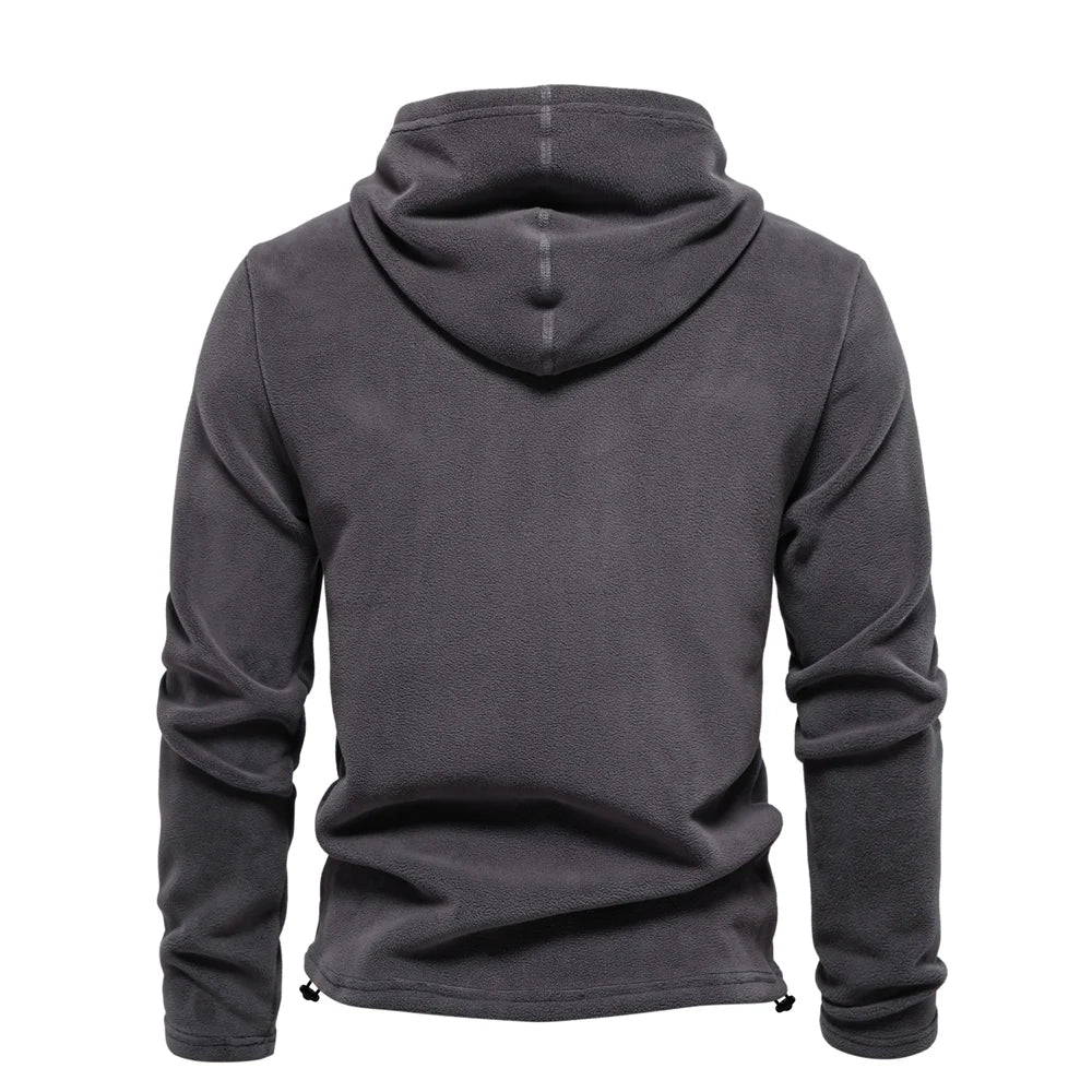 Mens Winter Solid Fleece Hoody High Quality Warm Casual Drawstring Hat Sweatshirt Soft Shell Hoodies for Men