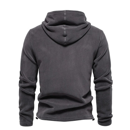 Mens Winter Solid Fleece Hoody High Quality Warm Casual Drawstring Hat Sweatshirt Soft Shell Hoodies for Men