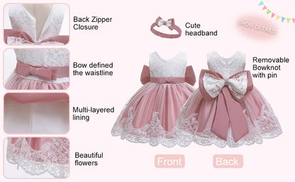 Girls White Baptism Dress Bridesmaid Dresses For Wedding Prom Gown Big Bow Girls Elegant Dresses Red Puffy Christmas Dress