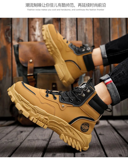 Men Boots Cotton Boot Platform Autumn British High Top Retro Thick Sole Lace Up Comfort Anti Slip Sport Mountaineering Boot