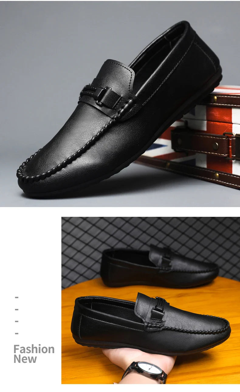 Trend White Loafers Man Big Size 46 Breathable Lightweight Men's Leather Shoes Comfortable Casual Shoes Men Driving Shoes
