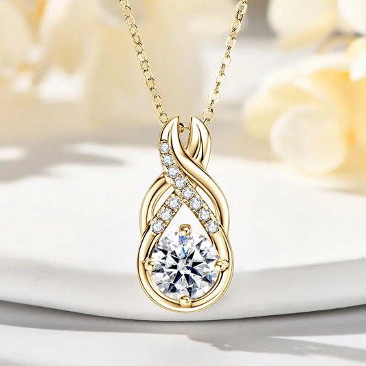 6.0CTW 8MM VVS1 Moissanite Jewelry Set 925 Silver Infinity Pendant Necklace Drop Hoop Earrings Sets for Women Gifts