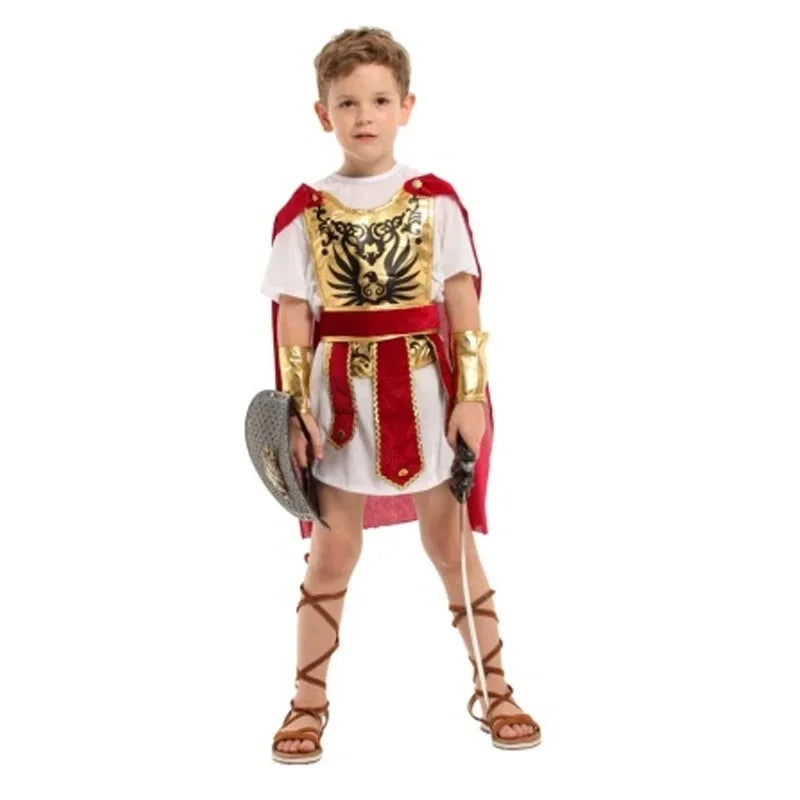 New Child Greek Roman Warrior Gladiator Costume Boys Knight Cosplay Carnival Party Fancy Dress No Weapon