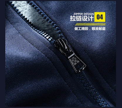 Winter Thick Men Sports Suit Men Tracksuit Hooded Sportswear Zipper Cardigan Hooded Woolen Trousers Pants Casual Men Fleece Set
