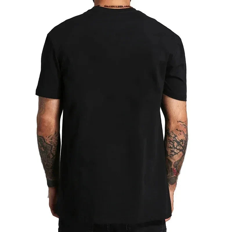 2025 Men's 100% Cotton Summer Loose Size Creative Graphic Printed Slim Fit Casual Sports Round Neck Short Sleeved T-shirt Top