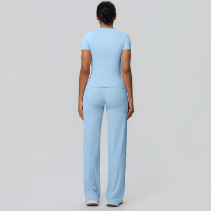 Fitness Sports Workout Yoga Set for Women Naked Feel Slim Casual Workout Top T-Shirt Quick Drying Push Up Running Pants Yoga Set