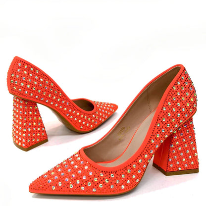 Nigerian Heel Party for Women Yellow Shoes and Bag Set Rhinestone Handbag Italian Design Wedding