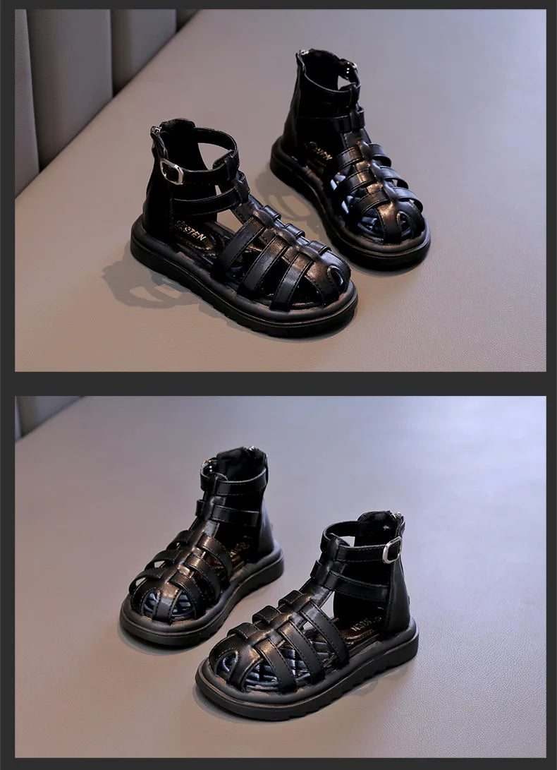 2024 Summer Kids Sandals for Girls New Fashion Children Thick Bottom High-top Roman Sandals Simple Toddlers Causal Beach Shoes