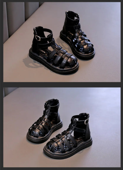 2024 Summer Kids Sandals for Girls New Fashion Children Thick Bottom High-top Roman Sandals Simple Toddlers Causal Beach Shoes