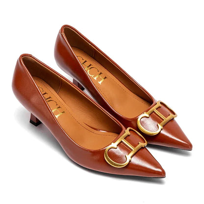 Brand Women's Shoes Pointed Toe High Heels Patent Leather Dress Heels Boat Shoes Wedding Shoes Large Size 34-40