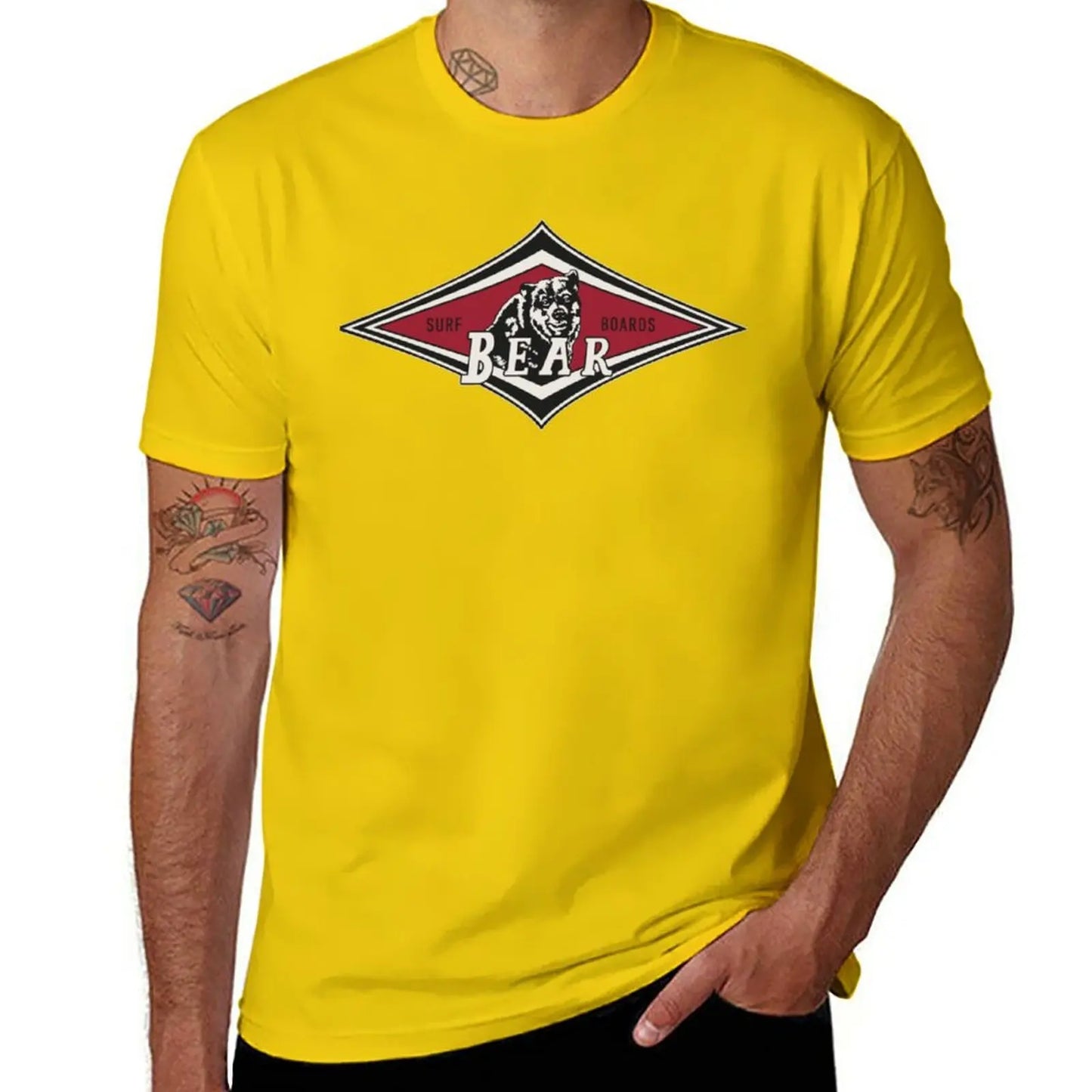 New Vintage Surfing Bear Big Wednesday cult Surfboard surf logo diamond retro T shirt T-Shirt T-Shirt