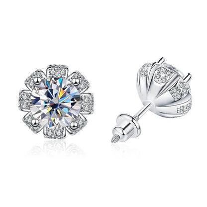 2ct Moissanite Earring s925 Sterling Sliver Plated 18k White Gold Wedding Engagement Jewelry Screw Earrings For Woman