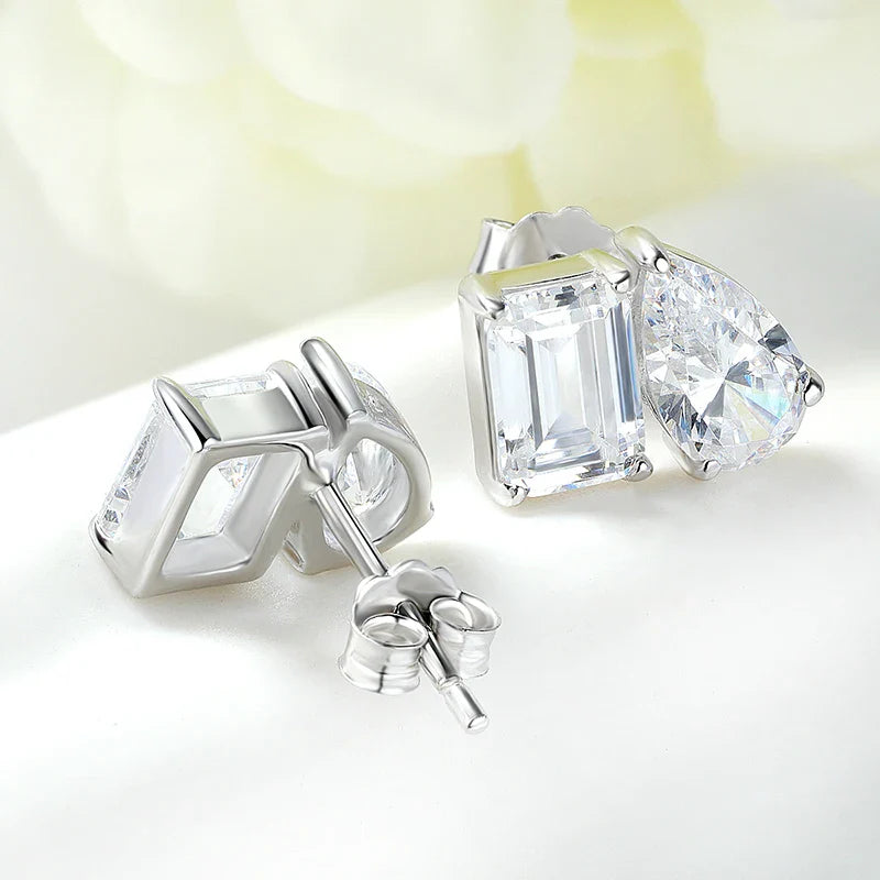 18k Plated Pear Cut Moissanite Stud Earrings Women Wedding Jewelry 4 Gems Lab Diamond Earring Emerald Cut Solid Silver