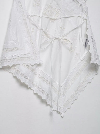 New Women Embroidery Halter Fashion Elegant Crop Tie Top Woman 2025 Sleeveless Backless Short Tops Women Sexy Elegant Party Top