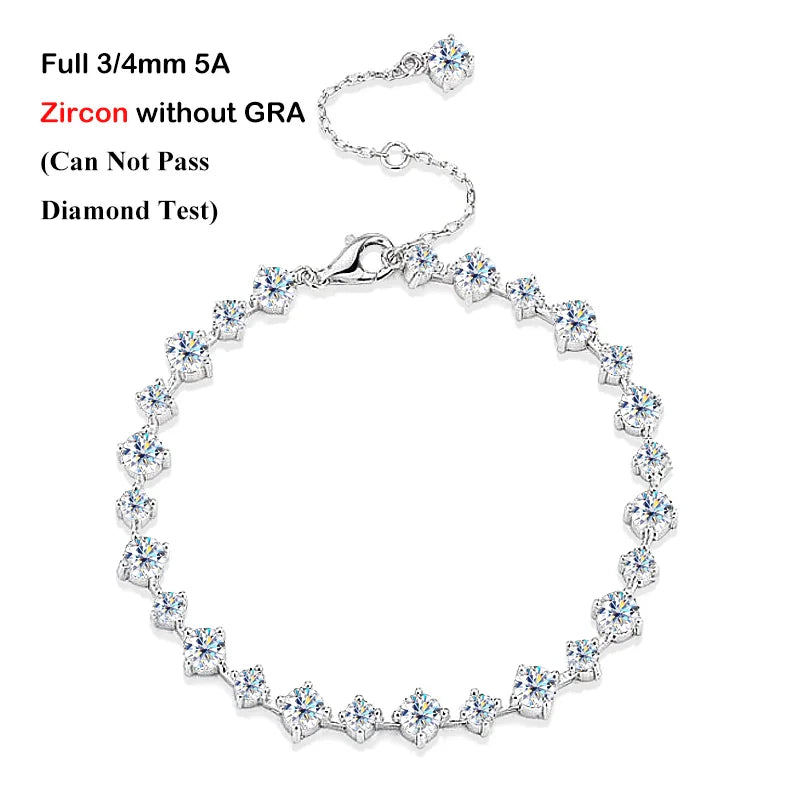 New In D Color 3/4mm Full Moissanite Tennis Bracelet For Women Lady S925 Silver GRA Certified Diamond Link Bracelets Gift