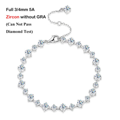 New In D Color 3/4mm Full Moissanite Tennis Bracelet For Women Lady S925 Silver GRA Certified Diamond Link Bracelets Gift