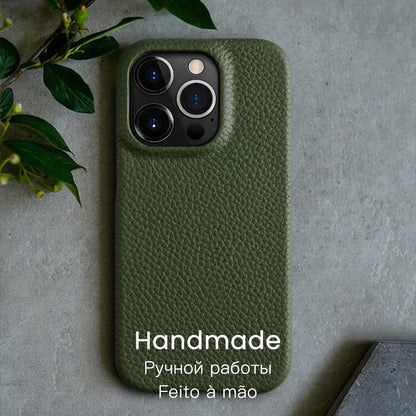 Premium Genuine Leather Case for iPhone 16 15 Pro Max Plus Magnetic Luxury Fashion Business Natural Cowhide Phone Cover