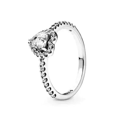 Hot selling 925 sterling silver ring, exquisite luxury, adjustable charm, square circular heart-shaped ring women's jewelry gift