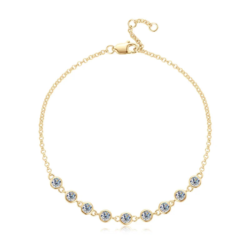 S925 Sterling Silver Bracelet for Women Round All Moissanite Charm Bracelets Chain Wedding Fine Jewelry Gifts pulseras