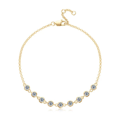 S925 Sterling Silver Bracelet for Women Round All Moissanite Charm Bracelets Chain Wedding Fine Jewelry Gifts pulseras