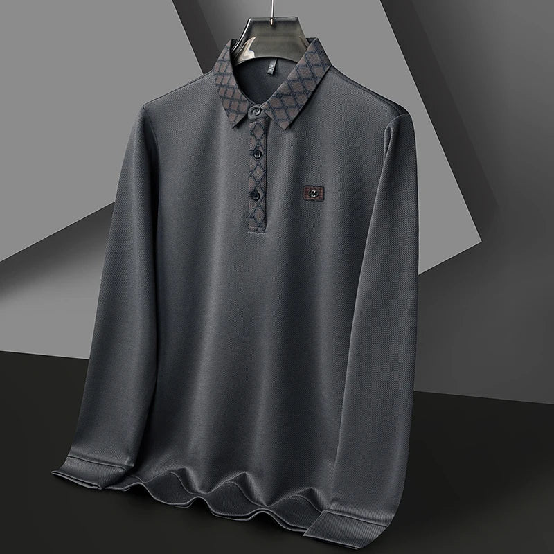 High quality brand long sleeved men's polo shirt autumn fashion personality collar and Z-letter badge design casual Paul T-shirt