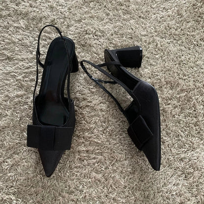 Butterfly-knot Design Heeled Sandals Women 2025 Fashion Elegant Dress Shoes Female Pointed Toe Pumps Women Slingback High Heels