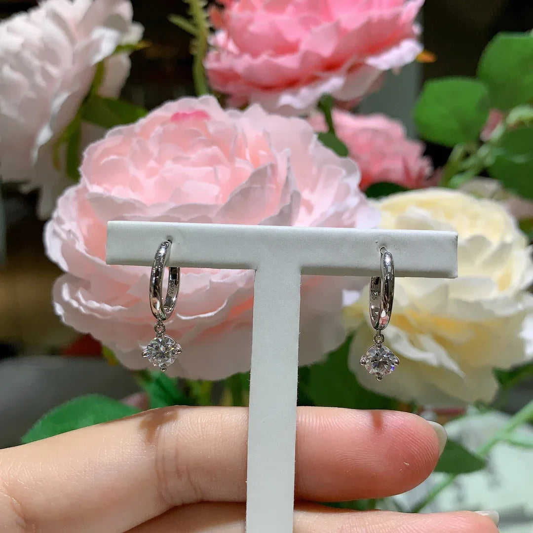 100% Real 0.5 Carat 5mm D Color Moissanite Diamond Drop Earrings Women’s S925 Silver Plated 18K Yellow Gold Tassel Earring