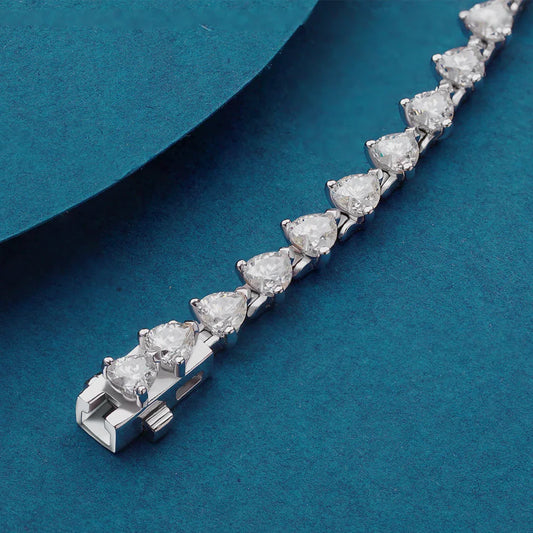 3mm Heart Cut Moissanite Tennis Bracelet for Women Lab Diamond GRA Certified D VVS1 Link Bangle 925 Silver Luxury Jewelry