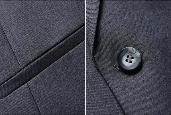 Men's Solid Color Business Suit Fashion Banquet Wedding Trend Groom Best Man Single 3/2/1
