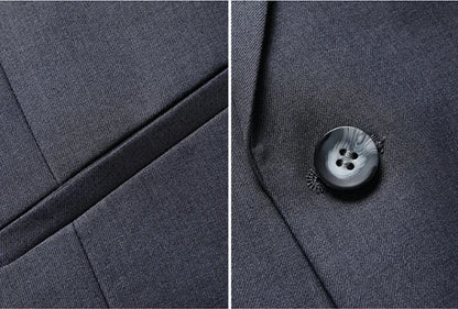 Men's Solid Color Business Suit Fashion Banquet Wedding Trend Groom Best Man Single 3/2/1