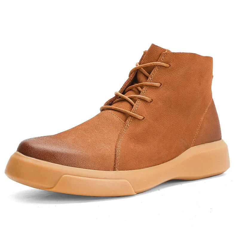 Men's Chelsea Cotton Boots Winter Men's Genuine Leather Shoes High Top Men Plush Sapato Social Masculino Zapatos Para Hombres